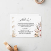 Hotel bruiloft details in tropische bloemen notitiekaartje (Voorkant / Achterkant in situ)