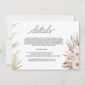 Hotel bruiloft details in tropische bloemen notitiekaartje (Voorkant)