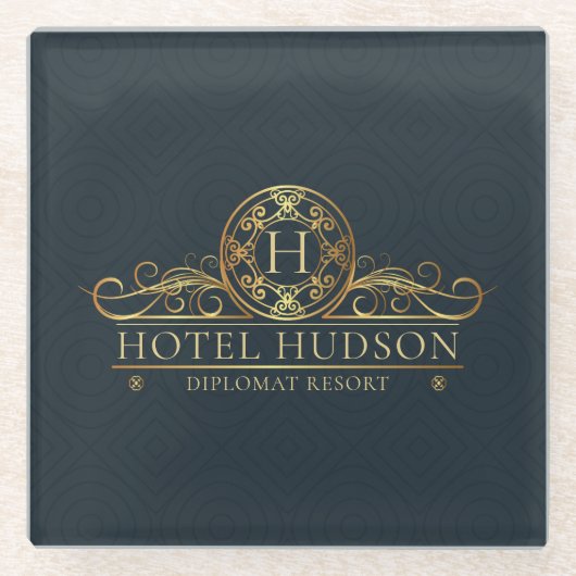 Hotel Business Branding Luxe Goud Glazen Onderzetter (Voorkant)