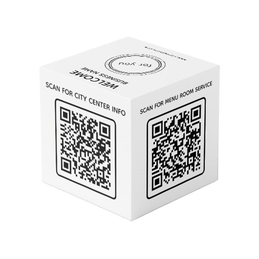 Hotel business logo QR code Wifi Overige info tabe Kubus (Achter hoekig)