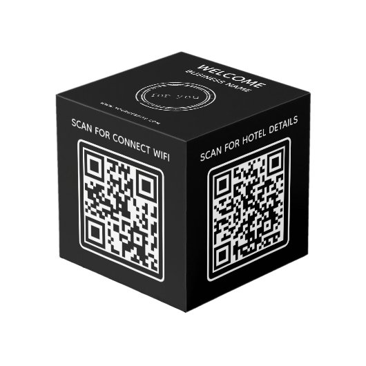 Hotel business logo QR code Wifi Overige info tabe Kubus (Voorkant hoekig)