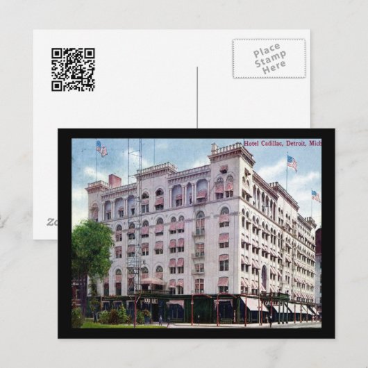 Hotel Cadillac, Detroit 1909  Briefkaart (Voorkant / Achterkant)