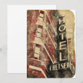 Hotel Chelsea NYC Waterverf Uitnodigingen (Voorkant / Achterkant)
