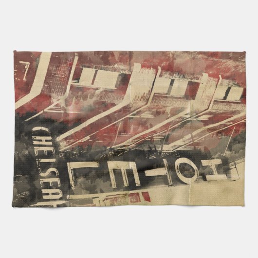 Hotel Chelsea Waterverf Art Keukenhanddoek (Horizontaal)