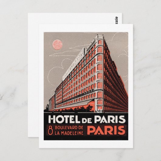 Hotel de Paris Briefkaart (Voorkant / Achterkant)