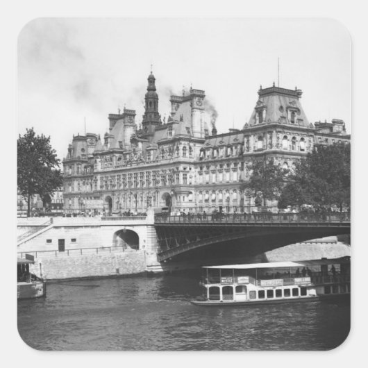 Hotel de Ville, 1882 Vierkante Sticker (Voorkant)