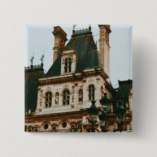 Hotel de Ville, 4e arrondissement, Parijs - Frankr Vierkante Button 5,1 Cm
