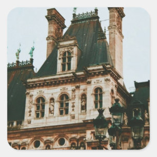 Hotel de Ville, 4e arrondissement, Parijs - Frankr Vierkante Sticker