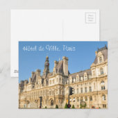 Hotel de Ville in Parijs, Frankrijk Briefkaart (Voorkant / Achterkant)