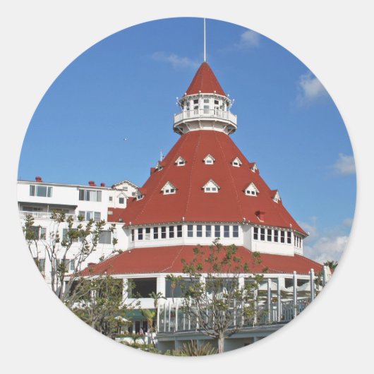 Hotel Del Coronado vanaf het strand Ronde Sticker (Voorkant)