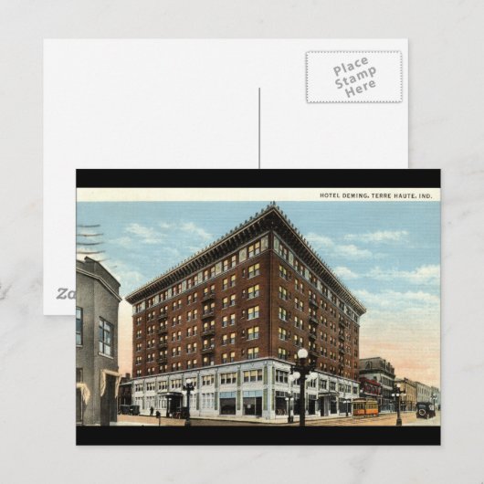 Hotel Deming, Terre Haute, Indiana 1933 Briefkaart (Voorkant / Achterkant)