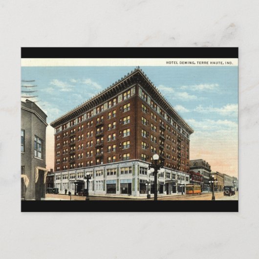 Hotel Deming, Terre Haute, Indiana 1933 Briefkaart (Voorkant)
