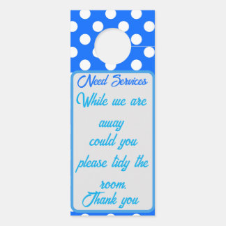 Hotel deur bord blauwe polka stippen deurhanger