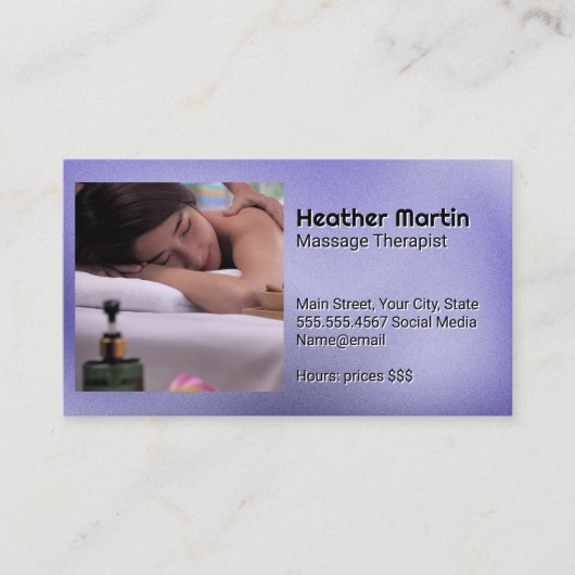 Hotel Diensten | Spa | Massage Visitekaartje (Voorkant)