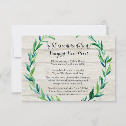 Hotel Driving Directions Laurel Leaf Wood Script Kaart (Achterkant)
