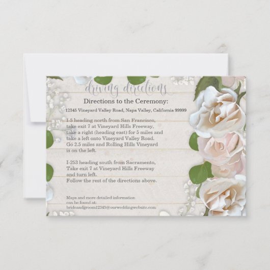 Hotel Driving Directions Rustic Wood Blush Rozen Kaart (Voorkant)