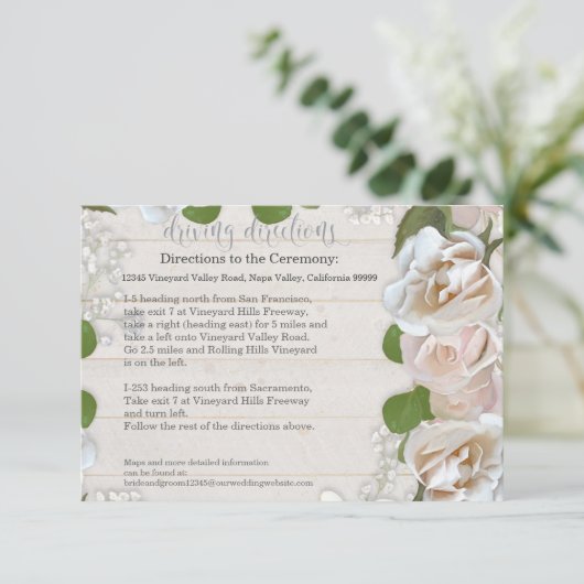 Hotel Driving Directions Rustic Wood Blush Rozen Kaart (Staand voorkant)