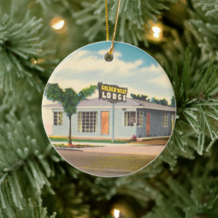 hotel, Golden West Lodge Motel Keramisch Ornament