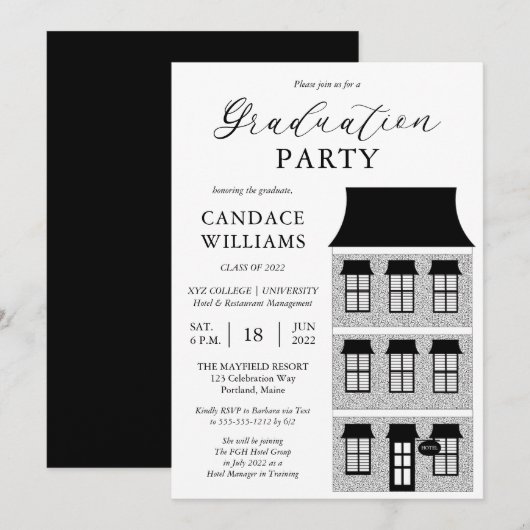 Hotel | GraduPartij voor Restaurantmanagement Kaart (Voorkant / Achterkant)