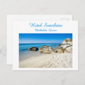 Hotel Greece Beauful strand foto met text Postc Briefkaart (Voorkant / Achterkant)