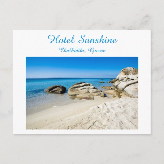 Hotel Greece Beauful strand foto met text Postc Briefkaart (Voorkant)