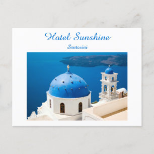 Hotel Greece Church Santorini blauwe foto en tekst Briefkaart