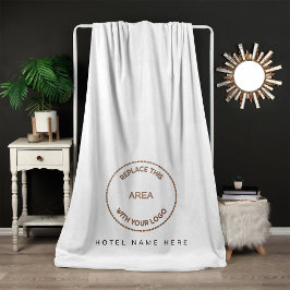 Hotel Guest House Name Logo White Fleece Deken