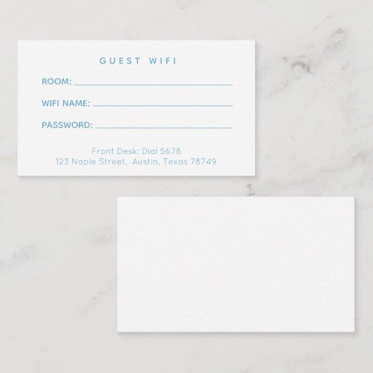  Hotel Guest Wifi Password Kaart (Voorkant / Achterkant)