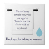 Hotel-handdoek. Waterbehoud Tegeltje (Voorkant)