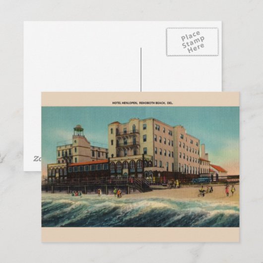  Hotel Henlopen Rehoboth Beach Briefkaart (Voorkant / Achterkant)