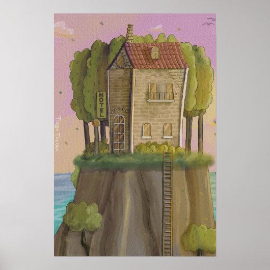 Hotel in de lucht poster (Voorkant)