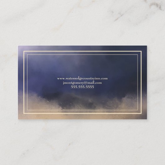 Hotel, Inn, Water, Land Inn, Blauw Visitekaartje (Achterkant)