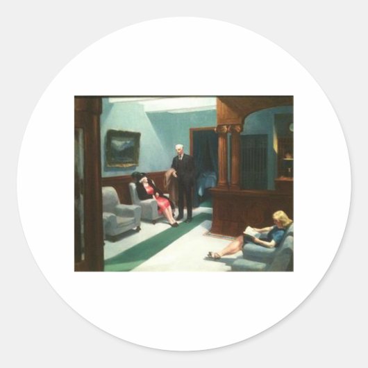 Hotel Lobby - Edward Hopper Ronde Sticker (Voorkant)