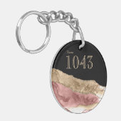 Hotel lodge esort marmer faux goudroze sleutelhanger (Voorkant Links)