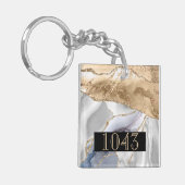 Hotel lodge resort goud witte marmer sleutelhanger (Voorkant Links)