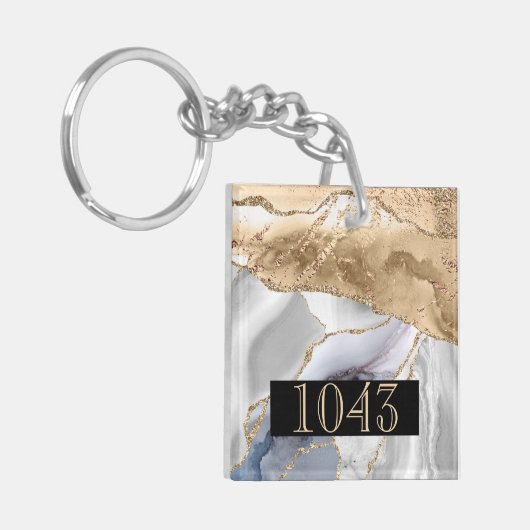 Hotel lodge resort goud witte marmer sleutelhanger (Voorkant Links)