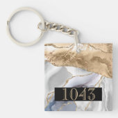 Hotel lodge resort goud witte marmer sleutelhanger (Voorkant)