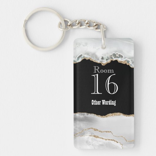 Hotel lodge resort room key agate geode crystal sleutelhanger (Voorkant)