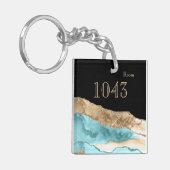 Hotel lodge resort room sleutelmarmer goud blauw sleutelhanger (Voorkant Links)