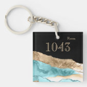 Hotel lodge resort room sleutelmarmer goud blauw sleutelhanger (Voorkant)