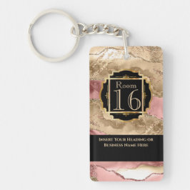 Hotel lodge resort roos goud geode marble DIY Sleutelhanger