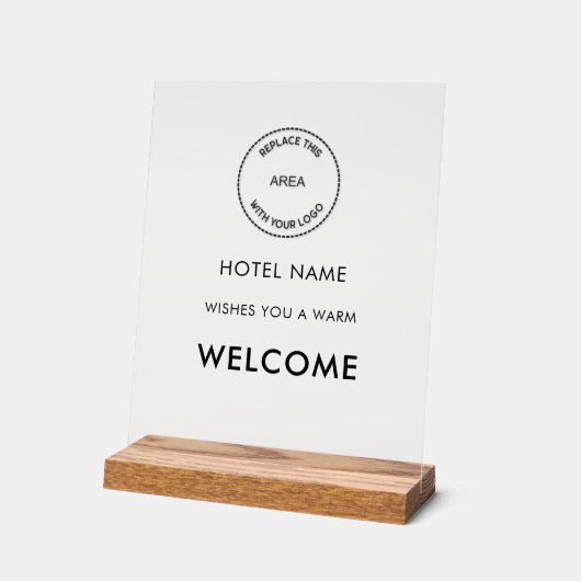 Hotel Logo Eenvoudige receptie Welkomstbord Acryl Bord (Hoek)
