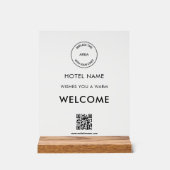 Hotel Logo QR Code Receptie Welkomstbord Acryl Bord (Voorkant)