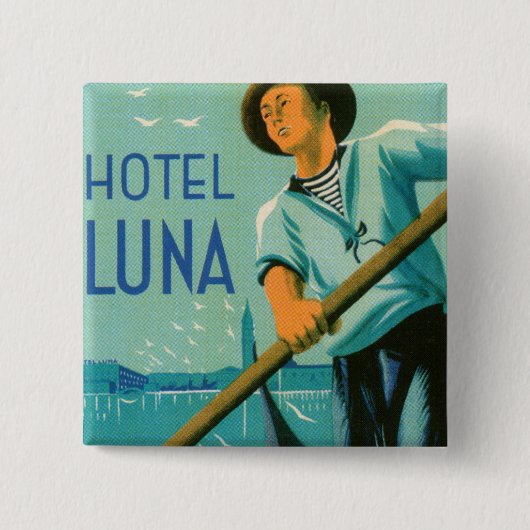 Hotel Luna Venezia Vierkante Button 5,1 Cm (Voorkant)
