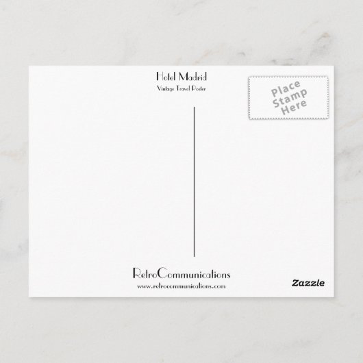Hotel Madrid Briefkaart (Achterkant)