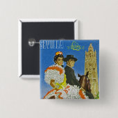 Hotel Madrid Vierkante Button 5,1 Cm (Voorkant /achterkant)