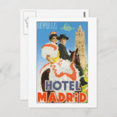 Hotel Madrid Vintage Poster Briefkaart (Voorkant / Achterkant)