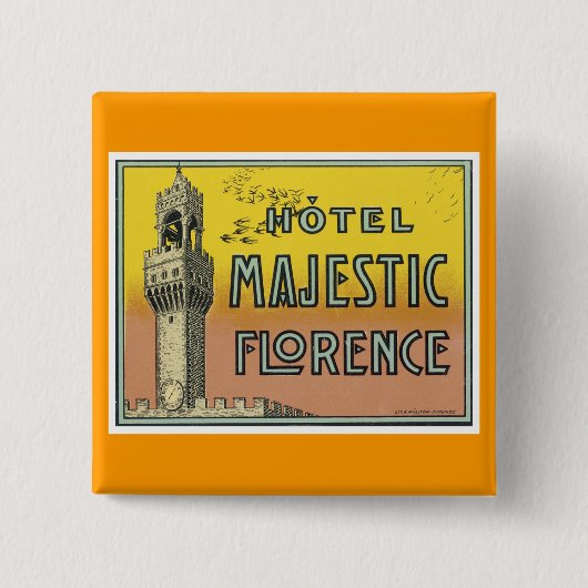 Hotel Majestic Florence Vierkante Button 5,1 Cm (Voorkant)