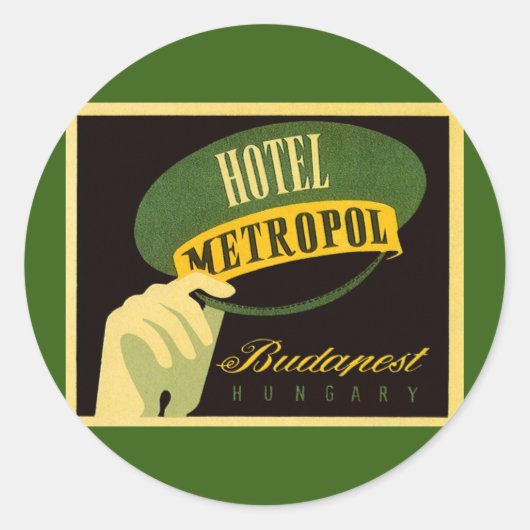 Hotel Metropol Budapest Hungary Bellhop Pet Ronde Sticker (Voorkant)