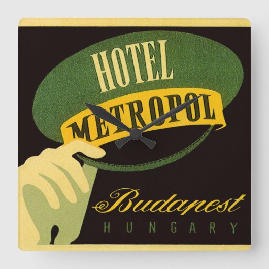 Hotel Metropol Budapest Hungary Bellhop Pet Vierkante Klok (Voorkant)